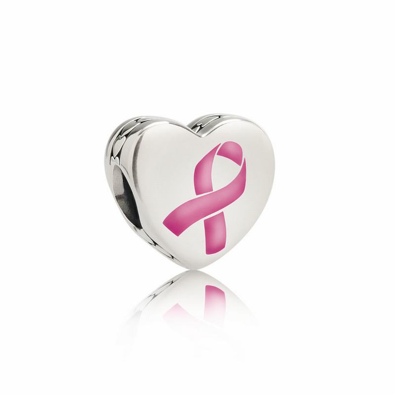 Pandora Australia Hope Ribbon Charm, Pink Enamel - Sterling Silver | VZUKYD925